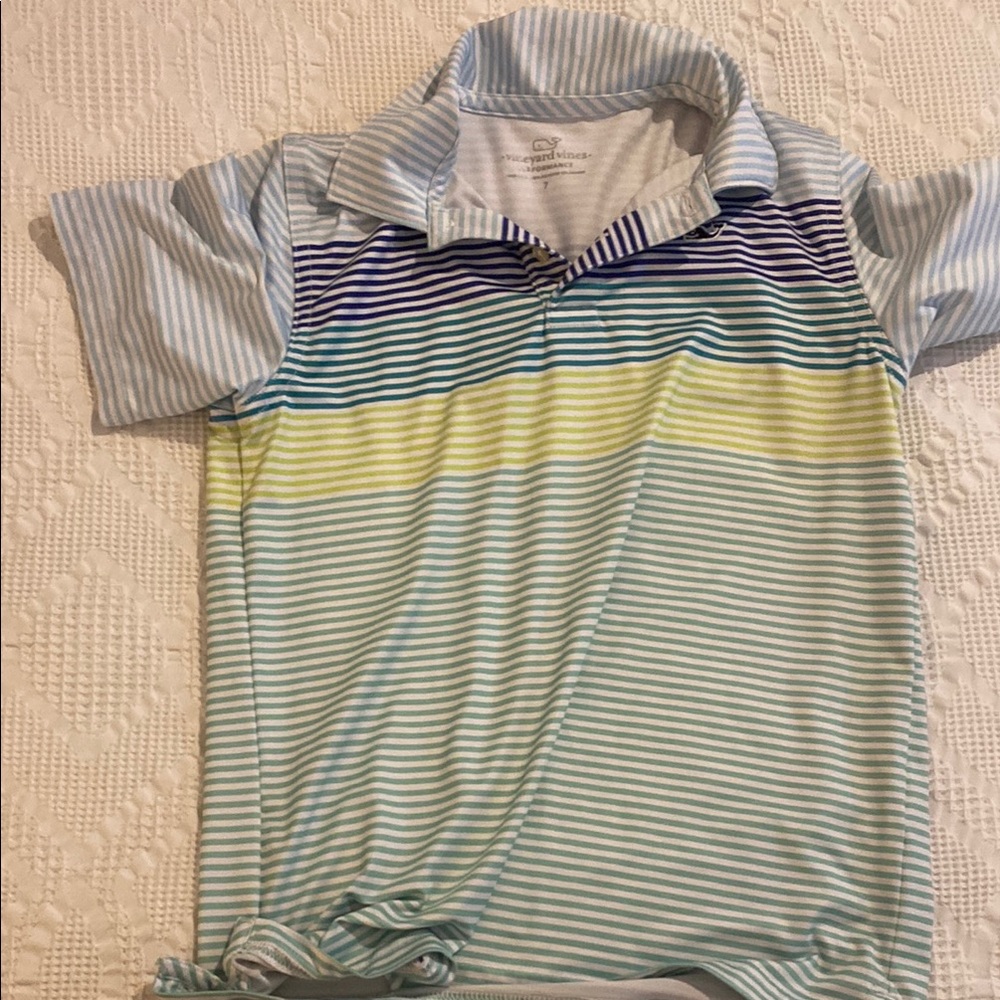 Vineyard Vines Performance Polo in Blue and White Golf shirt boys